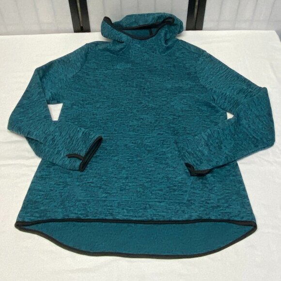 Danskin XL Black Turquoise Marled Long Sleeve Kangaroo Pocket Hoodie Pullover XL - Picture 7 of 11